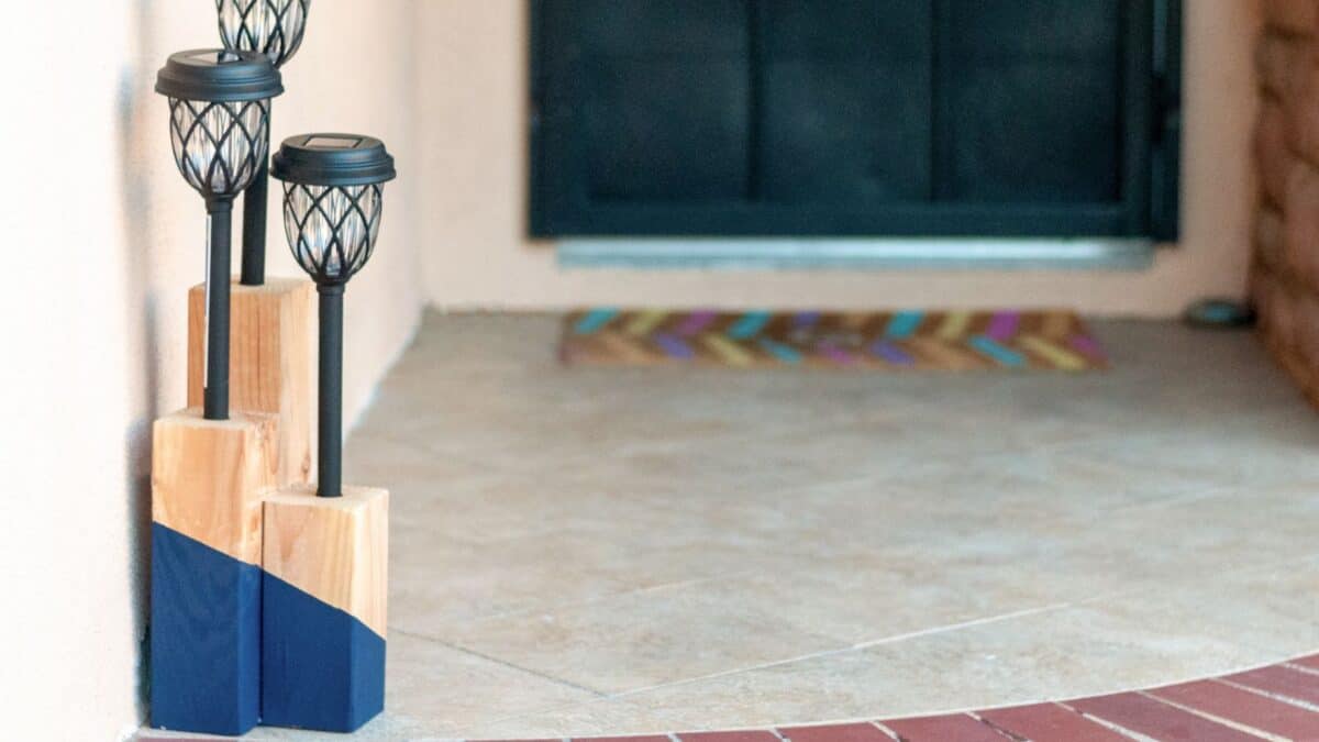 solar light posts made from scrap 4X4s