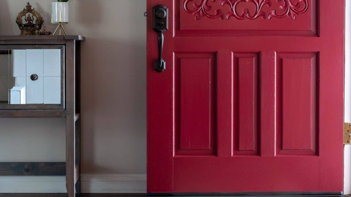 red painted front door