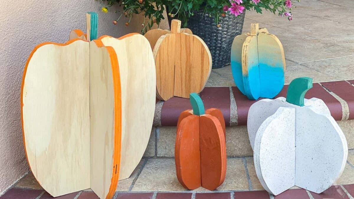 Wooden pumpkins made from plywood