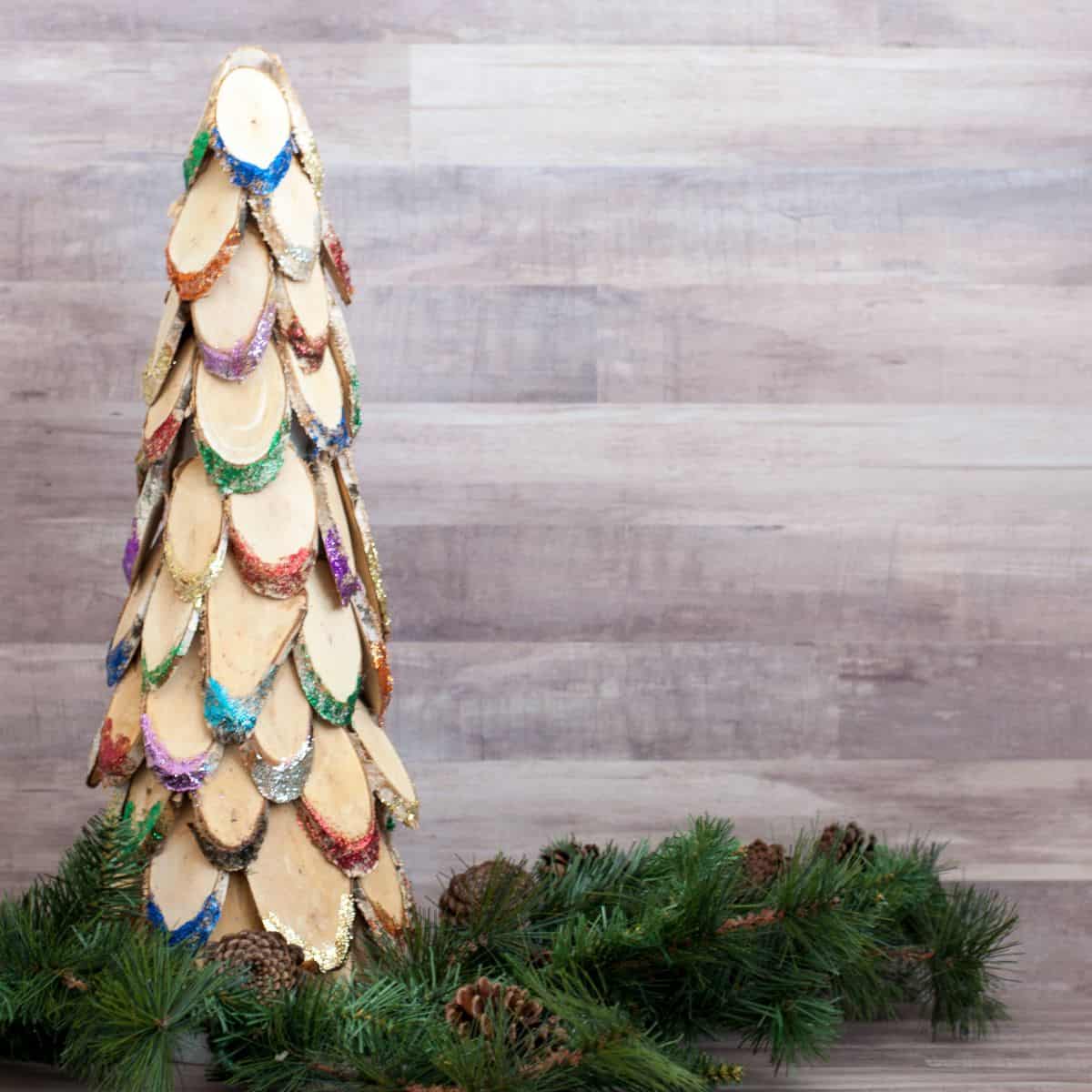 colorful wood slice Christmas Tree