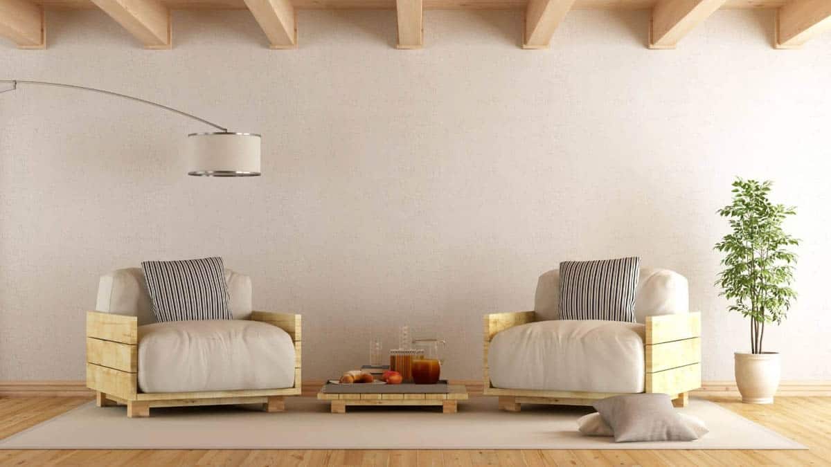 Cushioned chairs made with pallet wood