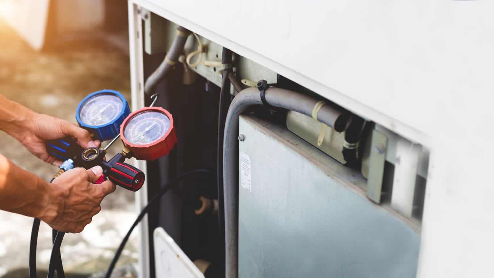 checking HVAC unit