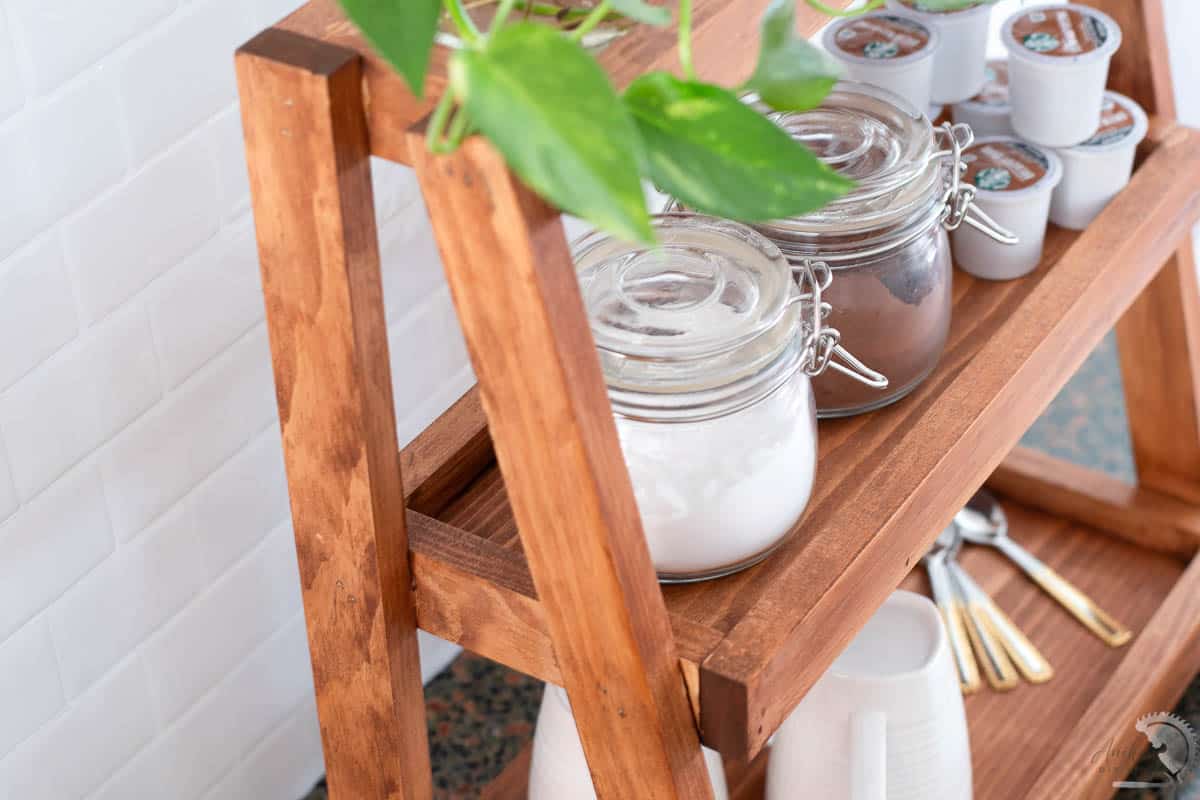 Close up of the tiered organizer