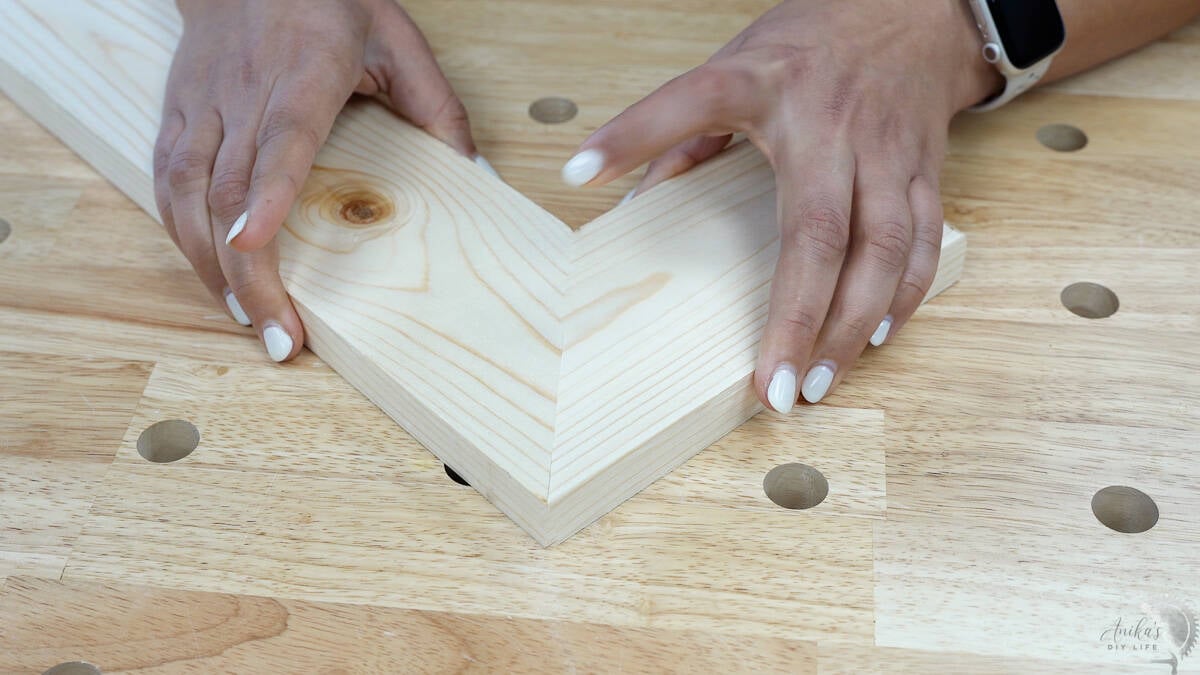 checking the mitered cuts for miter saw alignment