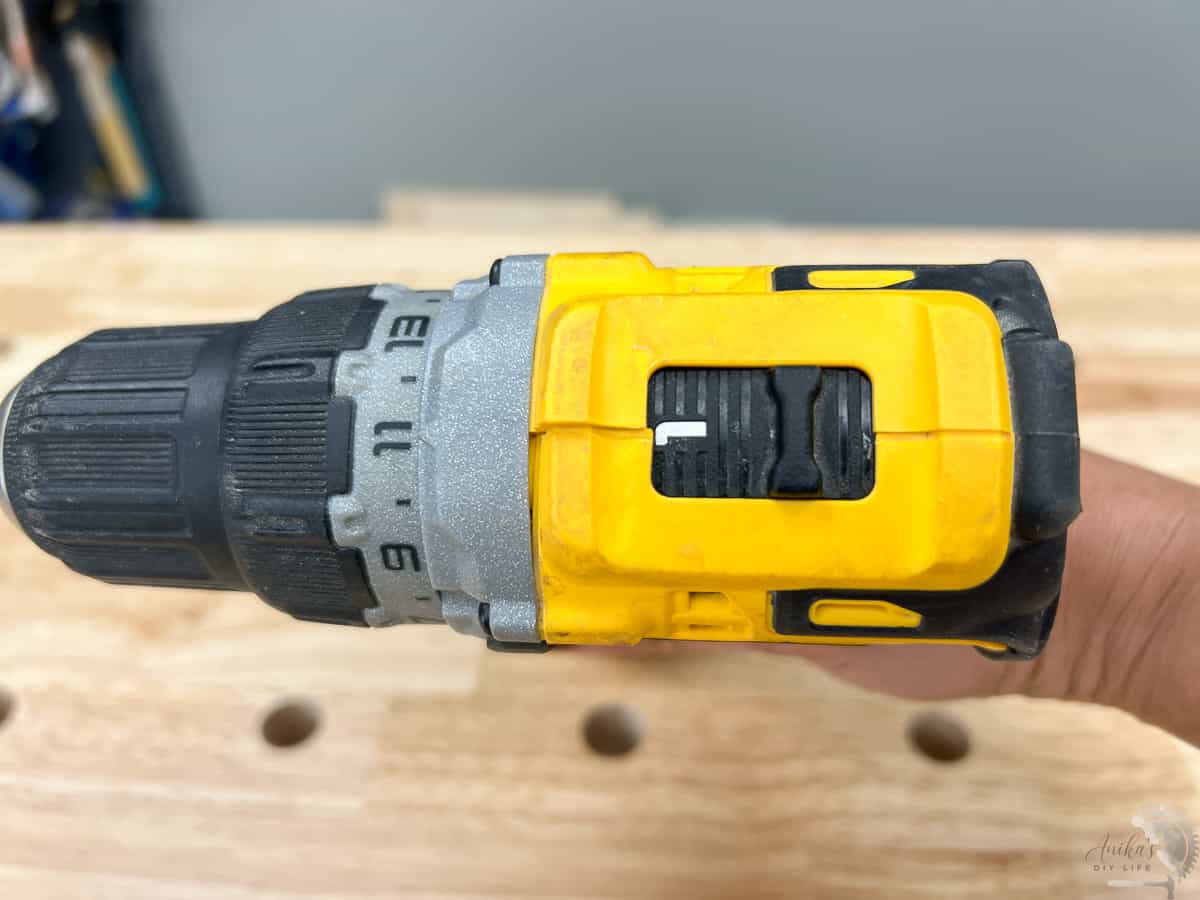 Power drill speed switch on 1 and the torque setting on 11.