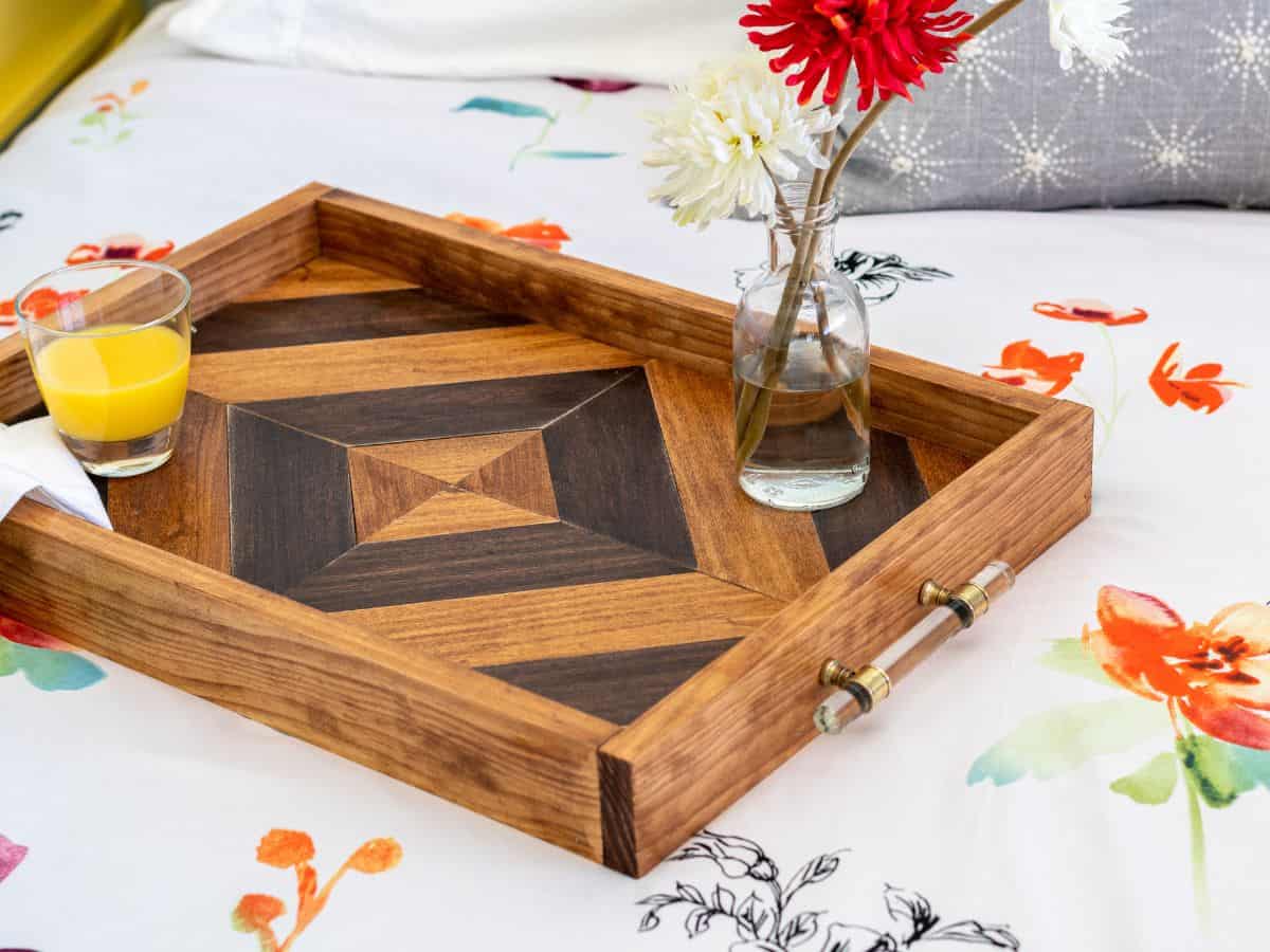 serving tray made with chevron pattern