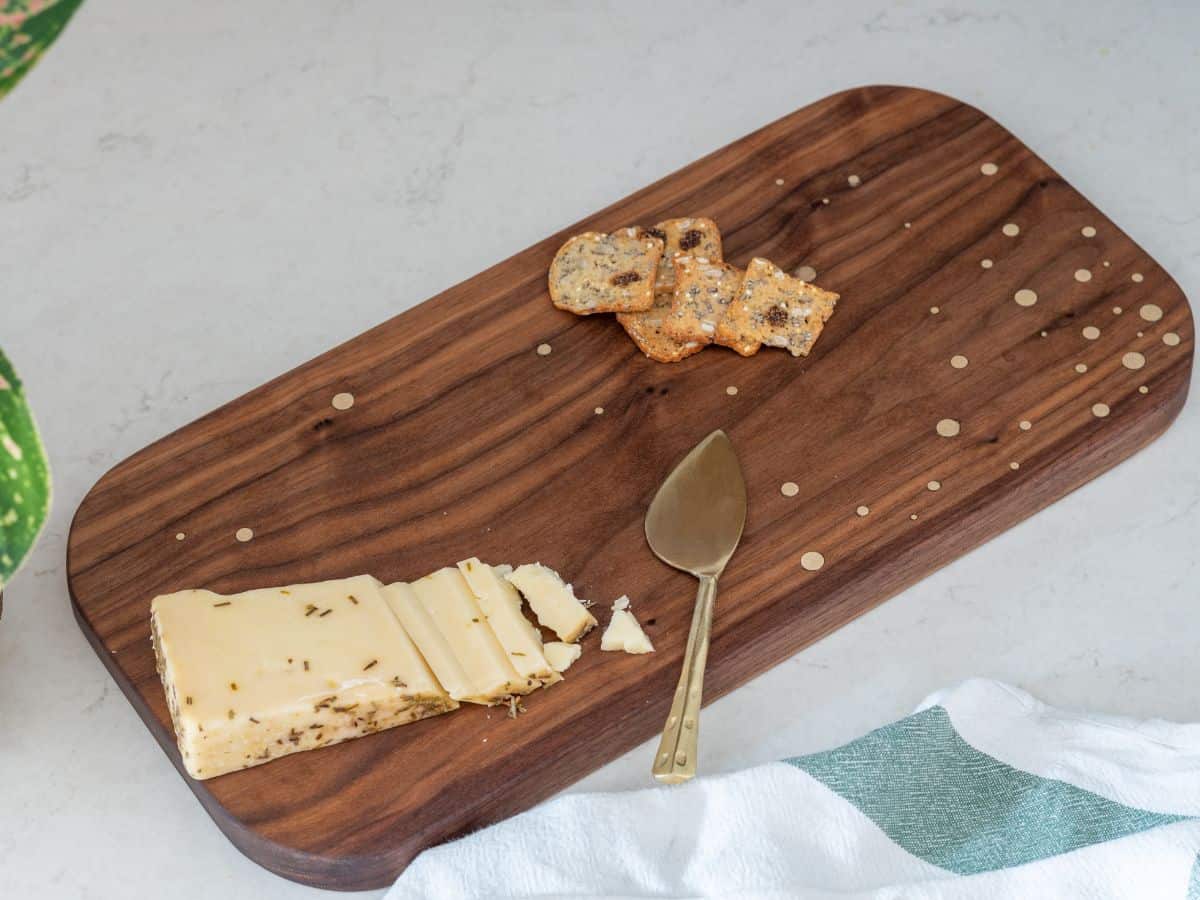 DIY cutting board with brass inlay