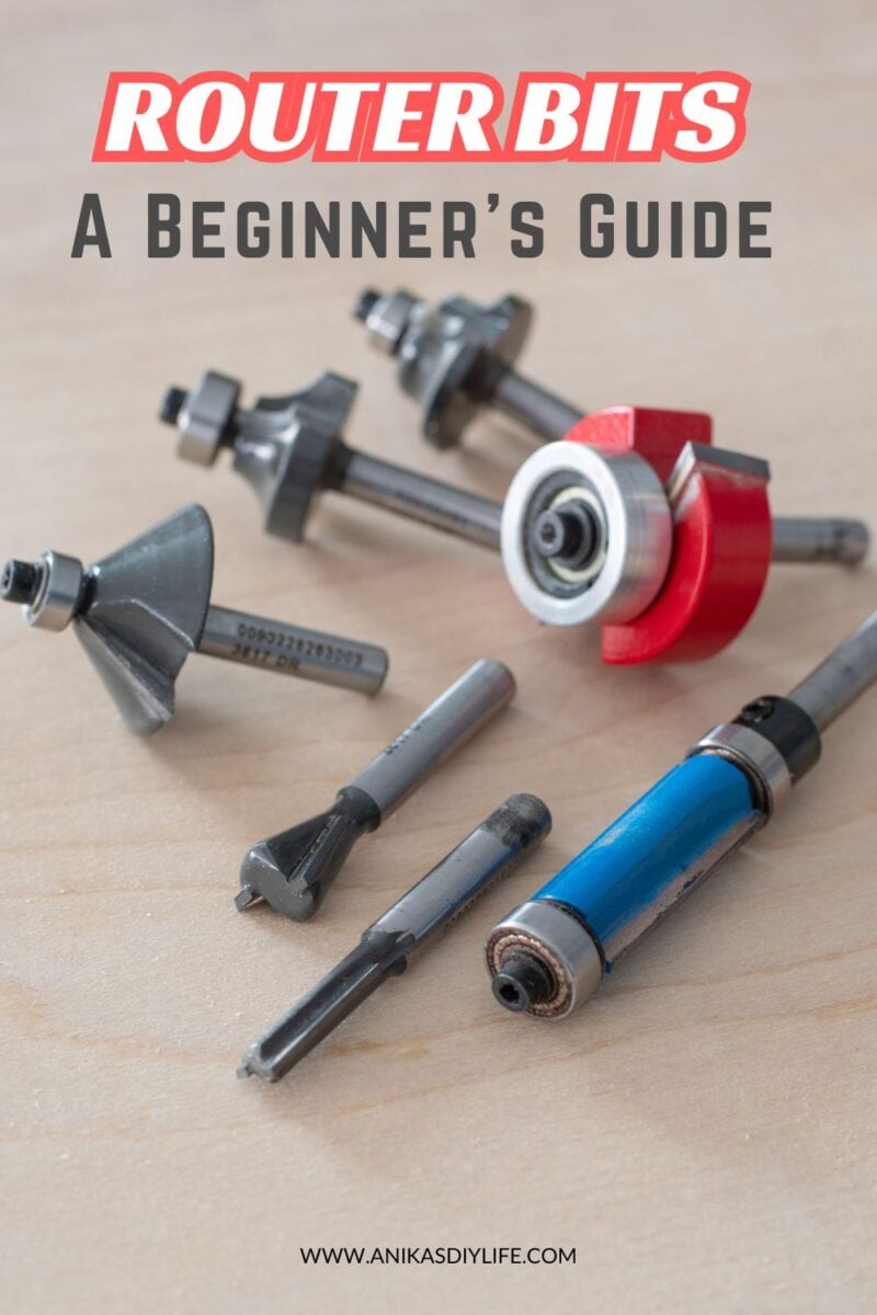 Collection of various types of router bits with text overlay