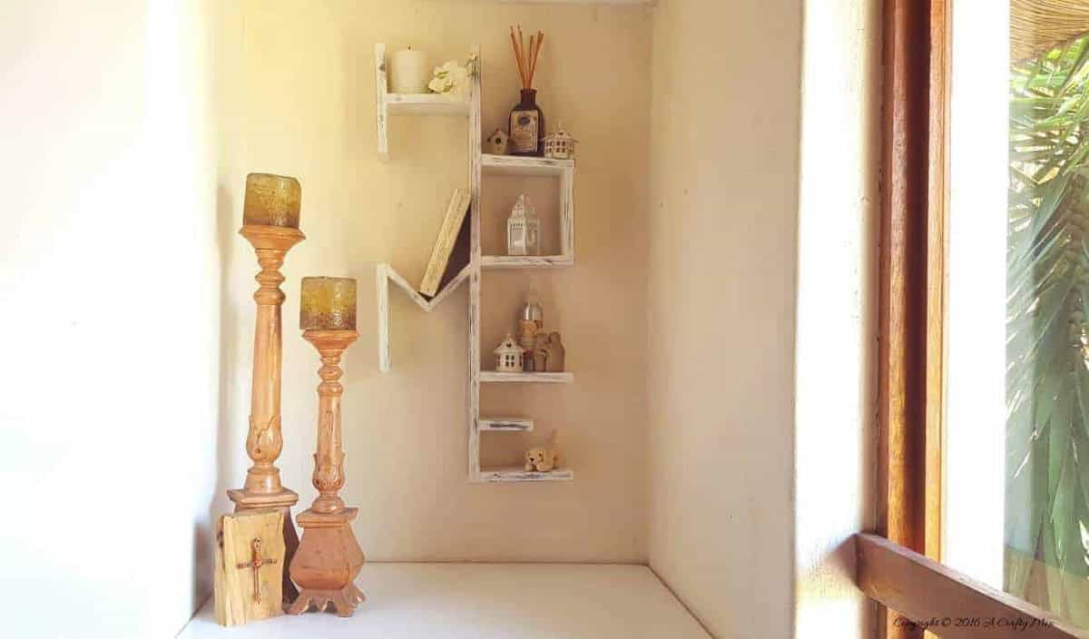 Wood wall shelf made to spell HOME