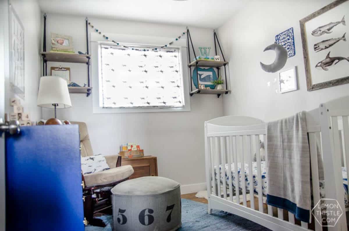 Hanging wall shelves in a nursery