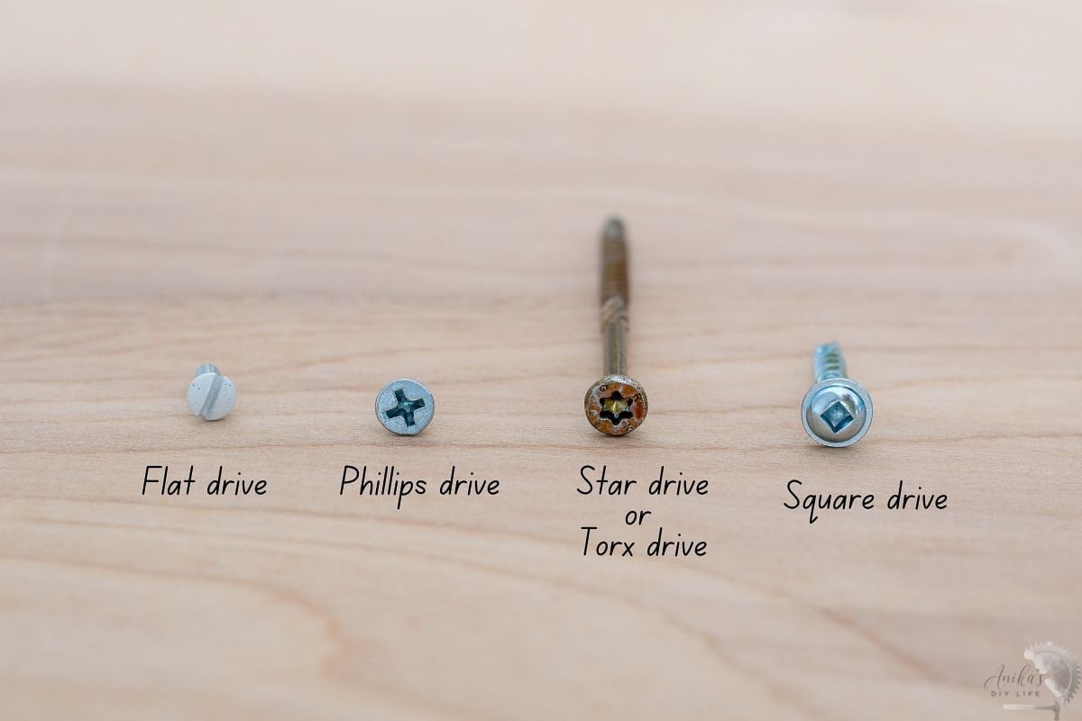 Drive types of wood screws