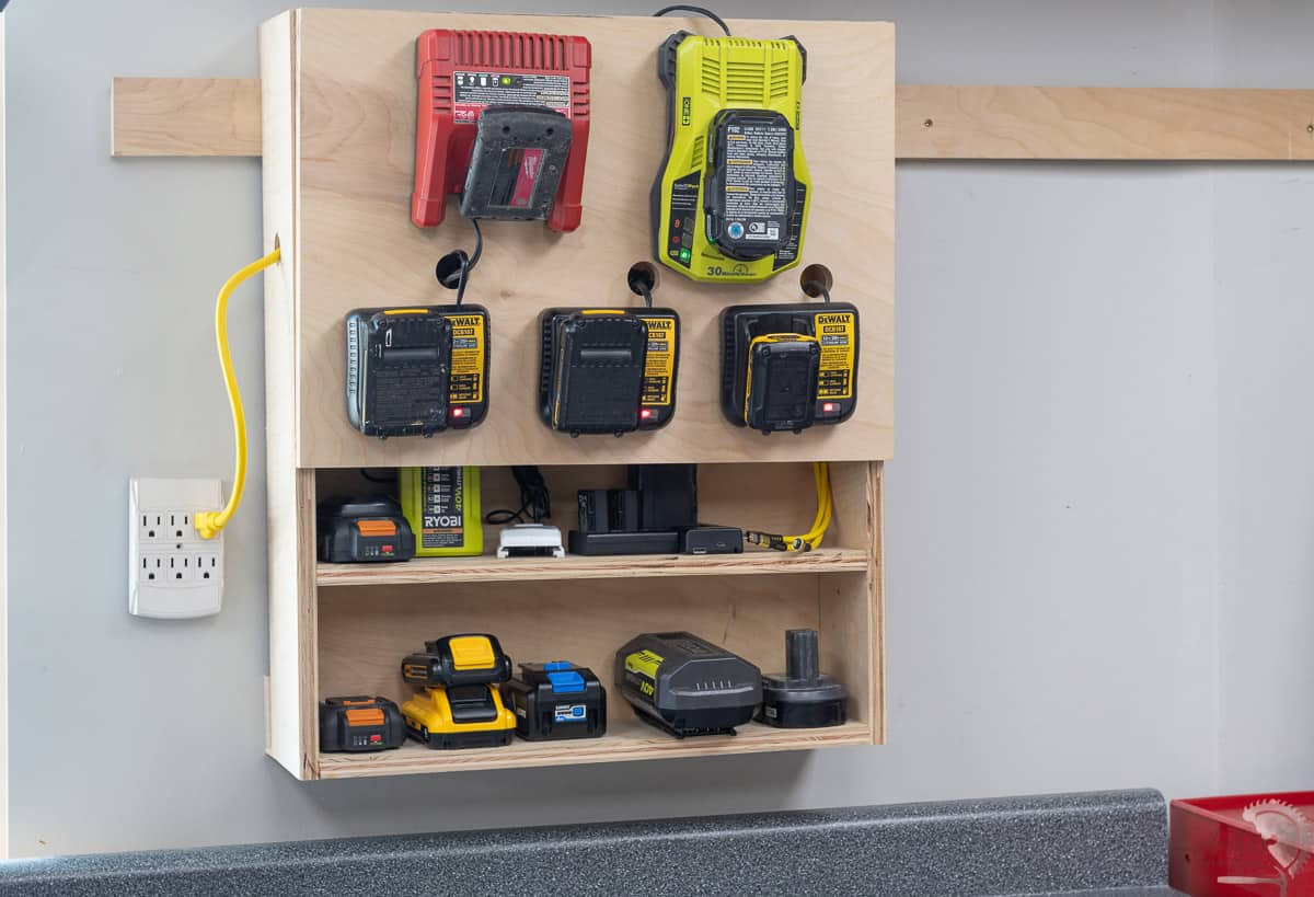 Battery charging station on the wall