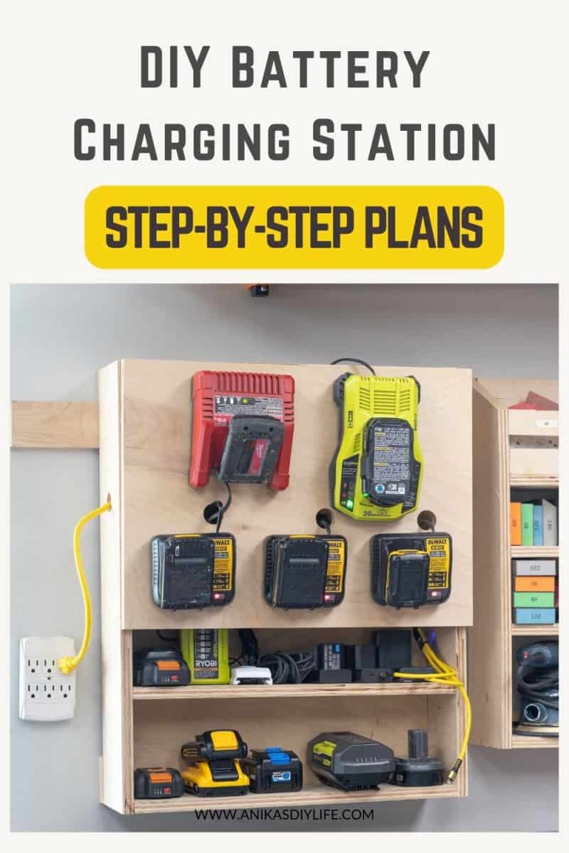 How to build a battery charging station for a workshop. Detailed video tutorial and plans #woodworking