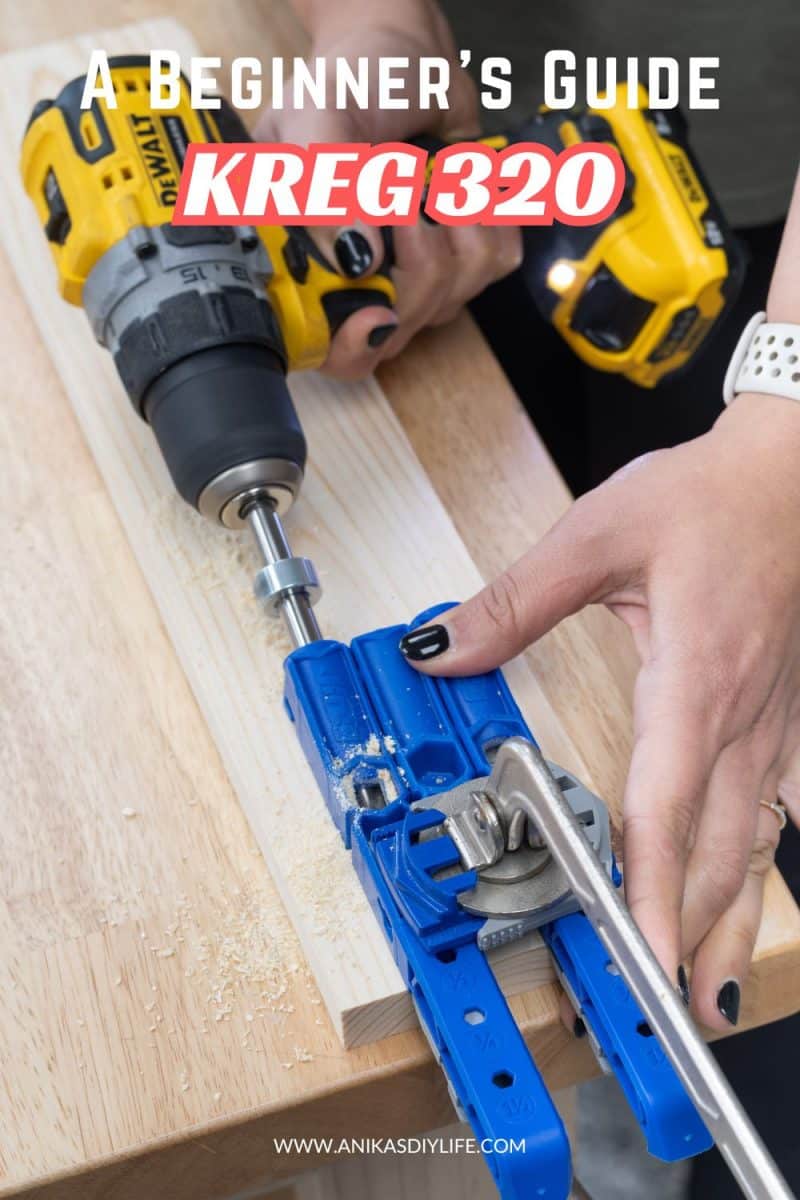 Learn how to use the Kreg 320 to make pocket holes. Great beginner friendly pocket hole jig. #woodworking #anikasdiylife