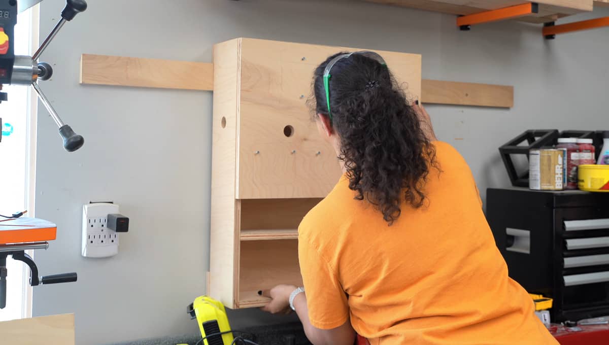 mounting battery charger on the wall using french cleats