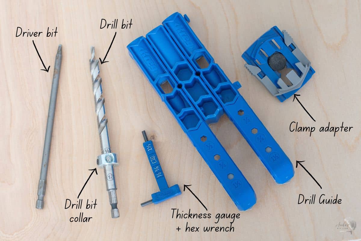 All parts of the Kreg 320 labeled