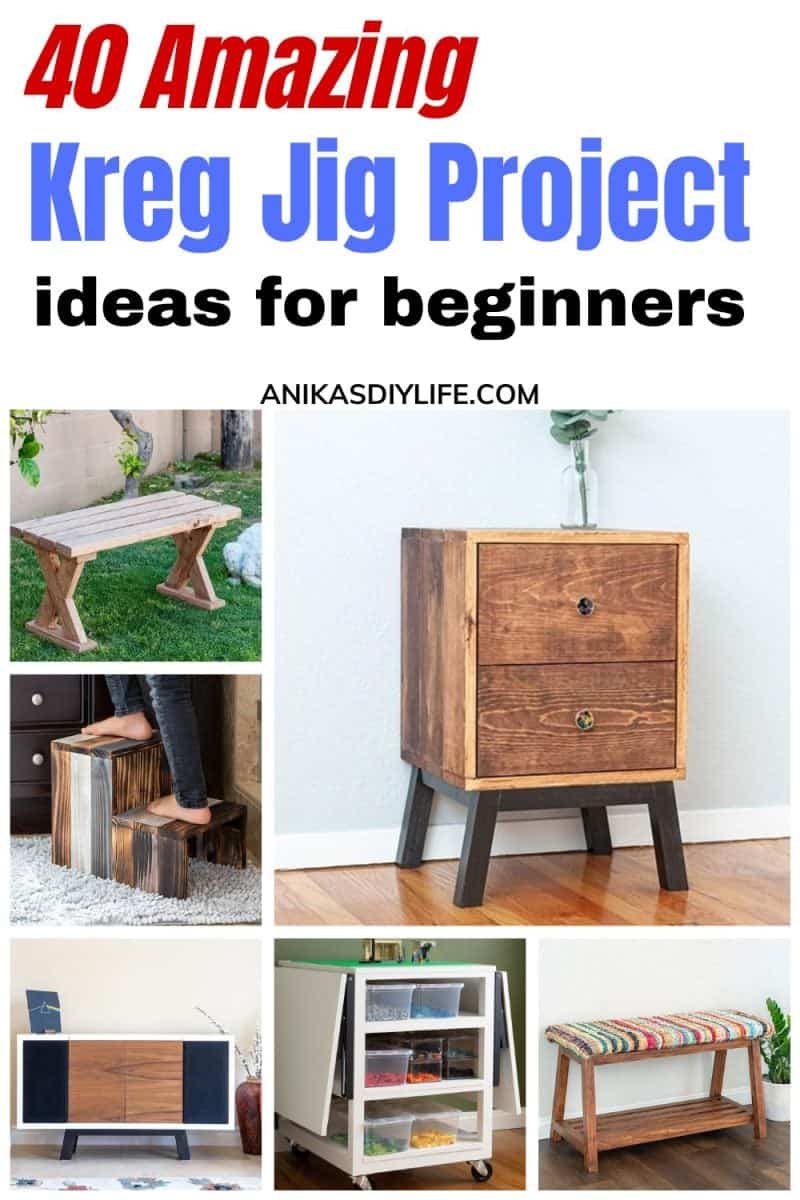 Image collage of six kreg jig project ideas with text overlay