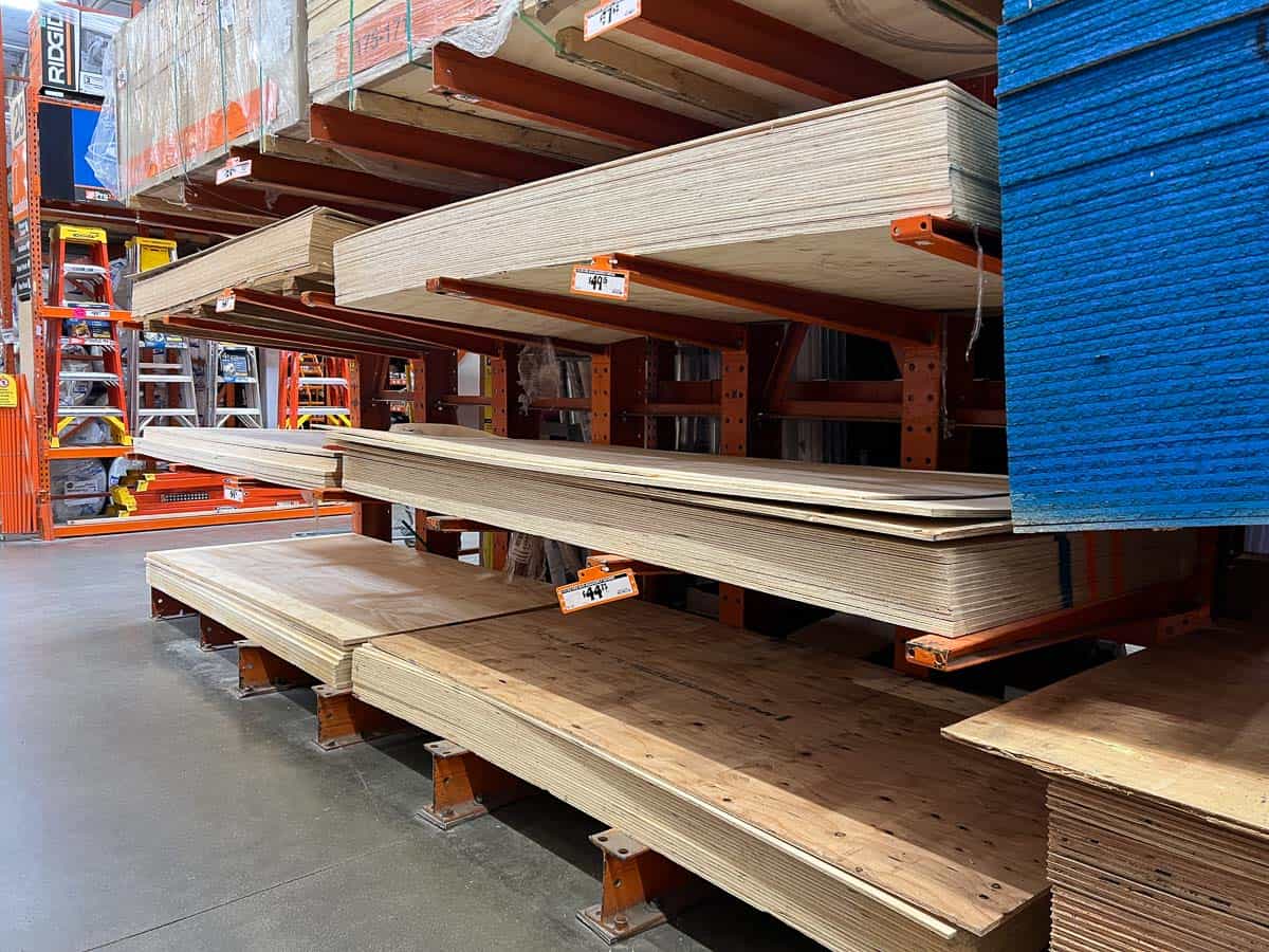 Plywood aisle in home improvement store