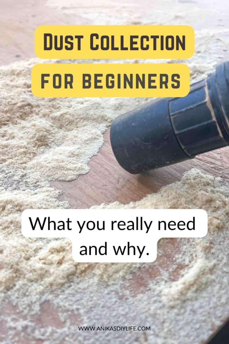 cleaning dust with shop vac with text overlay - dust collection for beginners.
