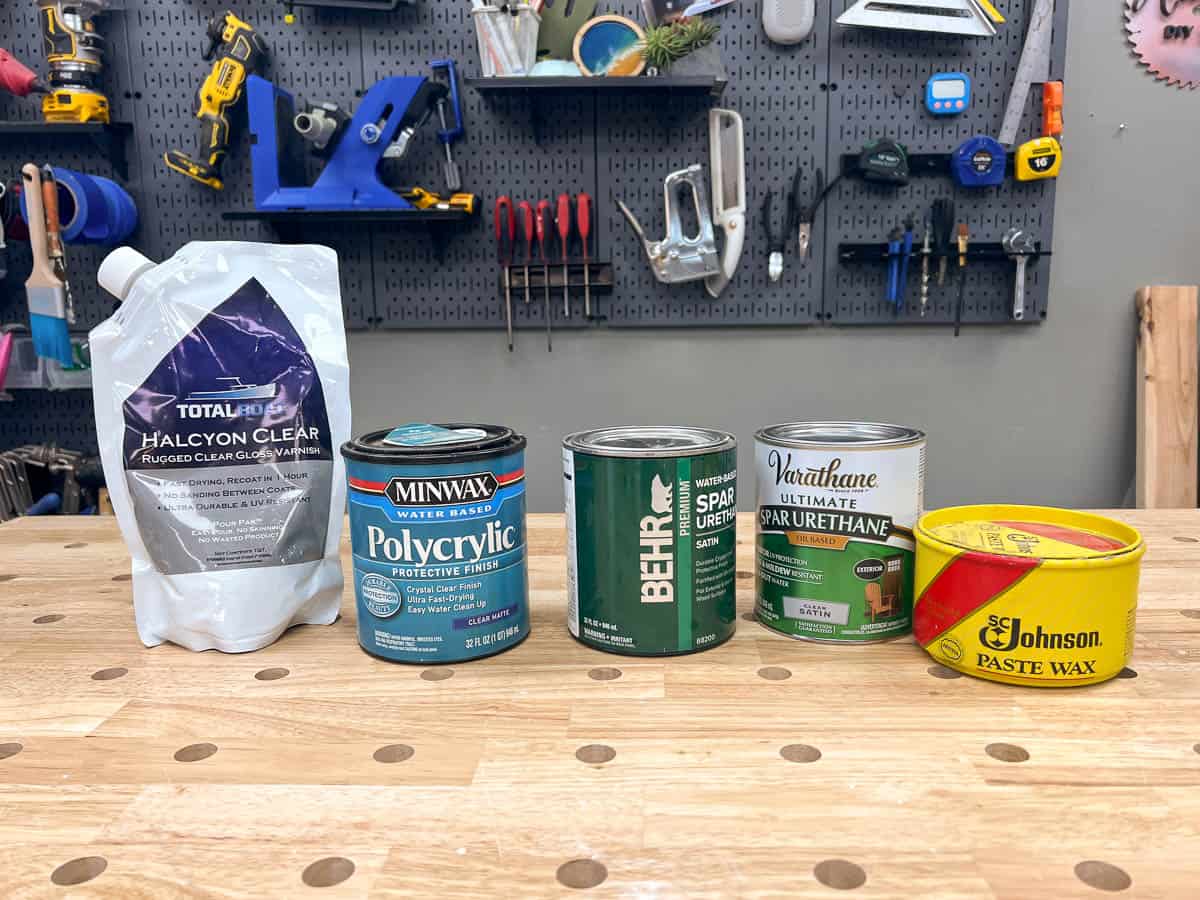 Various types of sealers on a workbench