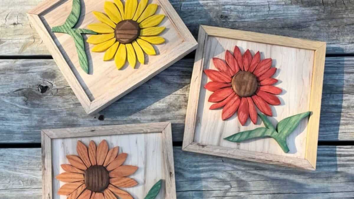 DIY fall decor ideas wooden sunflowers