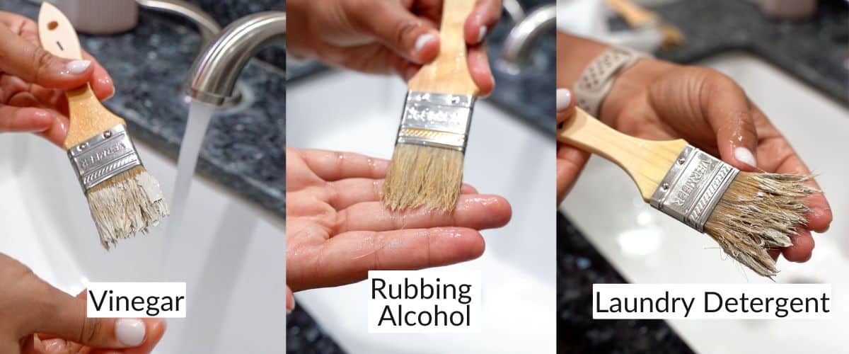 brushes cleaned in vinegar, alcohol and laundry detergent