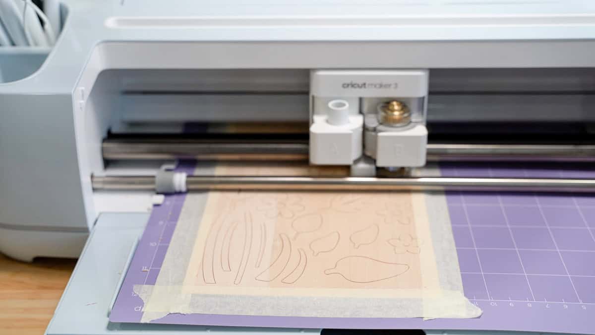 Cricut maker 3 cutting the basswood using knife blade