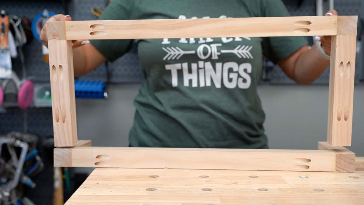 Building the bottom legs using 2x2 boards and pocket holes