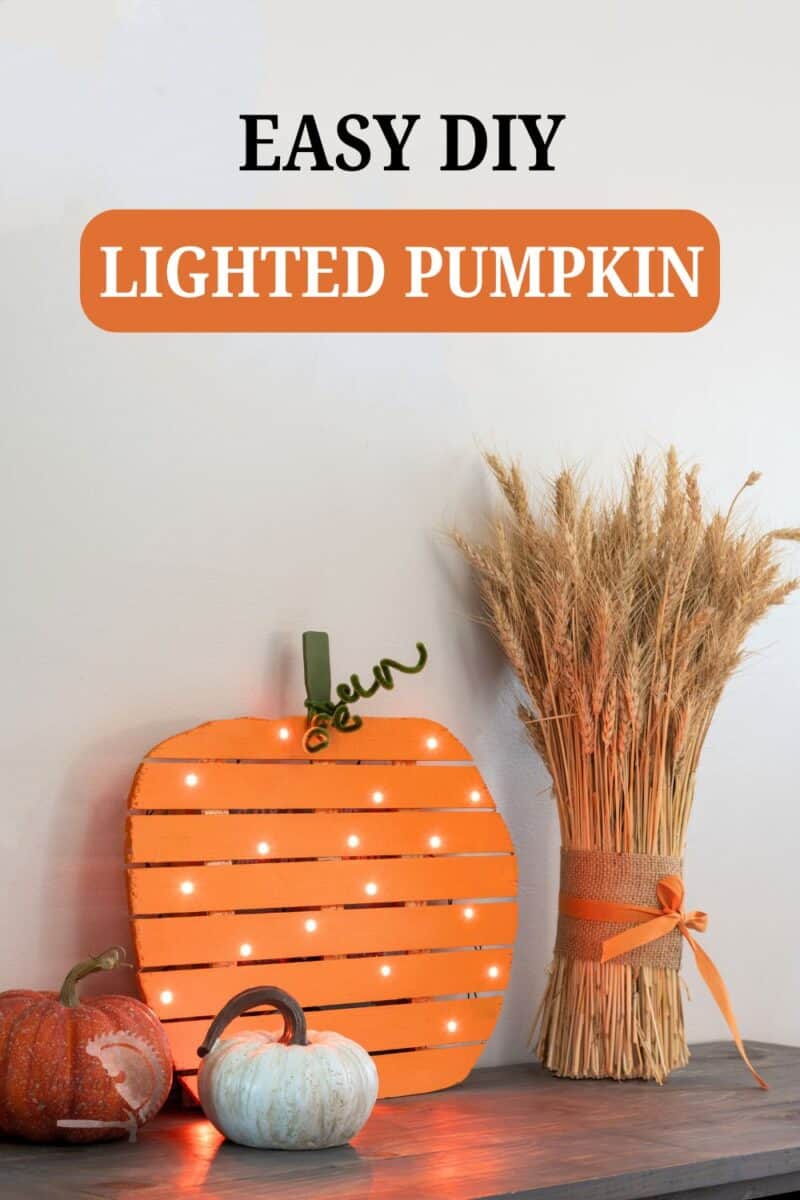 DIY lighted pumpkin with text overlay