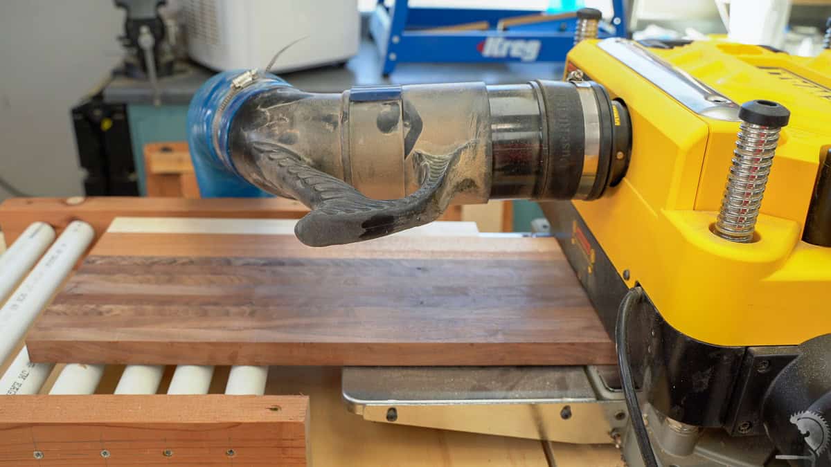 Cutting board coming out of the planer looking even and smooth