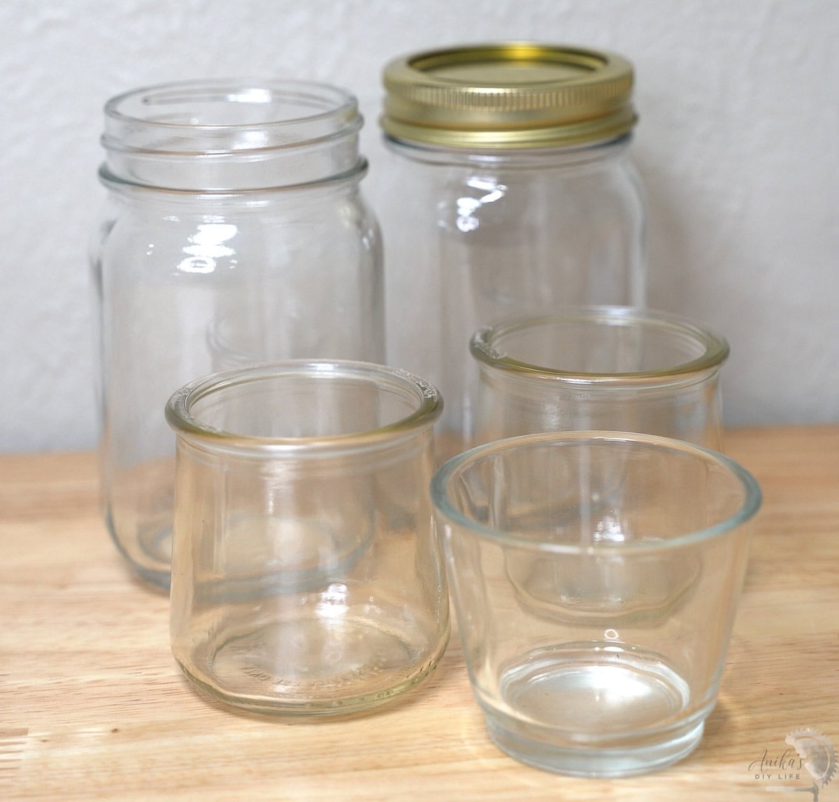 Empty glass jars to make a diy diwali lantern
