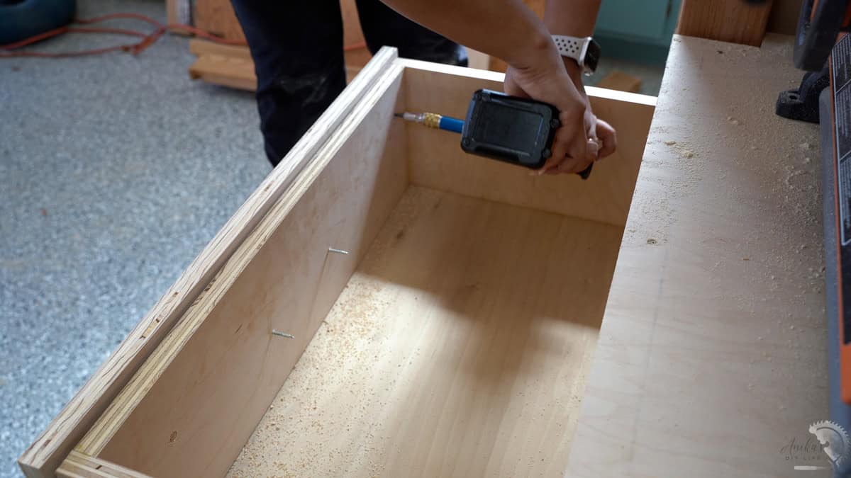 Installing the drawer front to the table saw stand