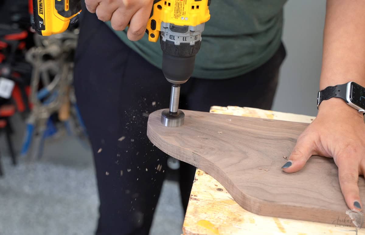 making a hole using a forstener bit