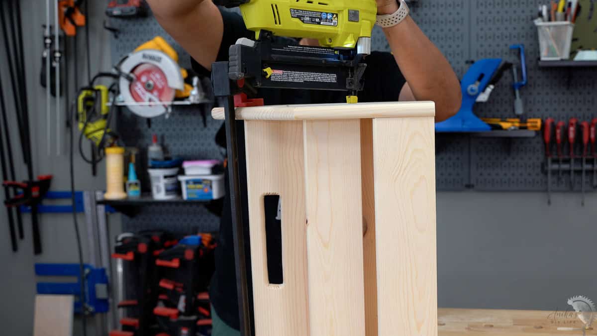 Attaching the supports using a nail gun