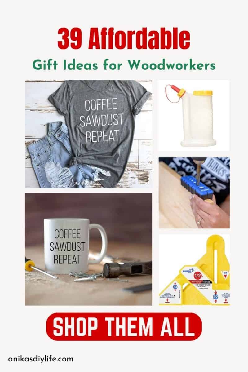 Image collage of 5 affordable gifts for woodworkers with text overlay