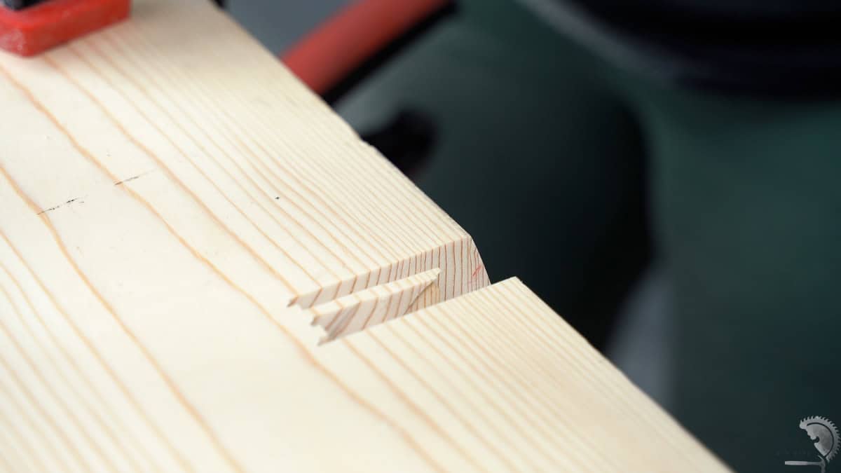 The backside of the board with the half lap cuts