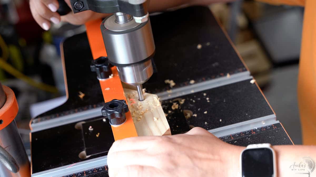 Making the through hole in the hook pieces for the diy piano coat rack