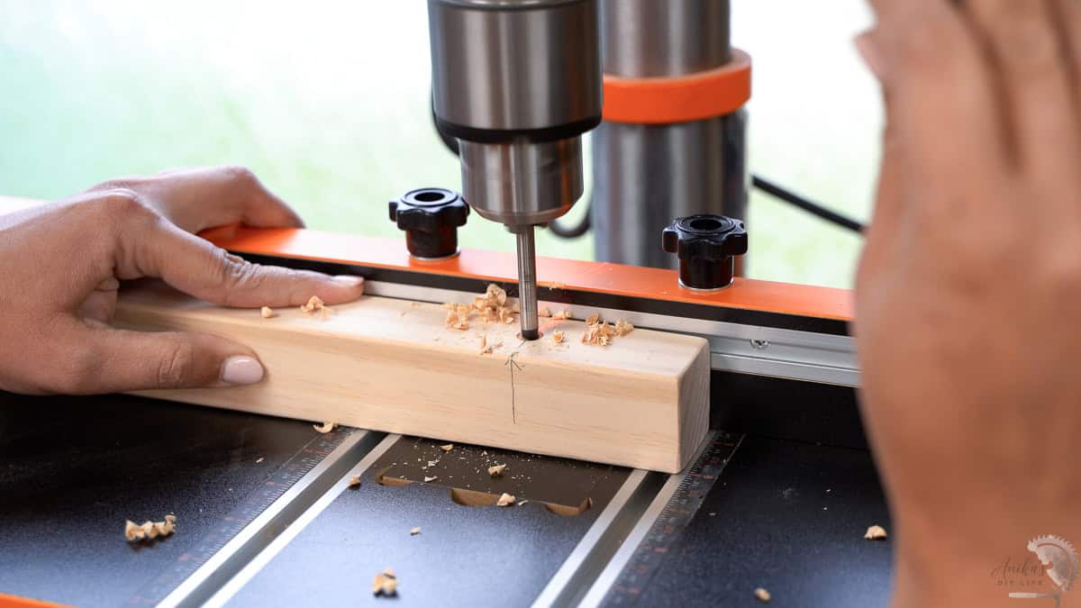 Drilling holes in the stationary pieces for the DIY coat rack