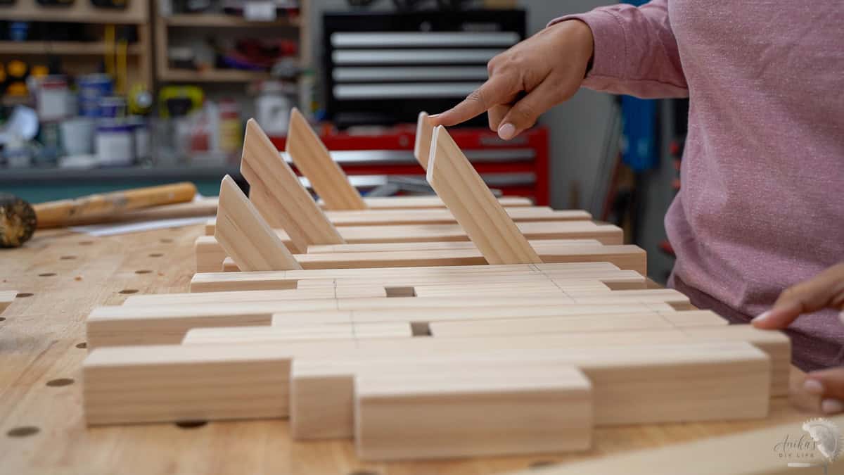 Rough layout of the boards for the coat rack.