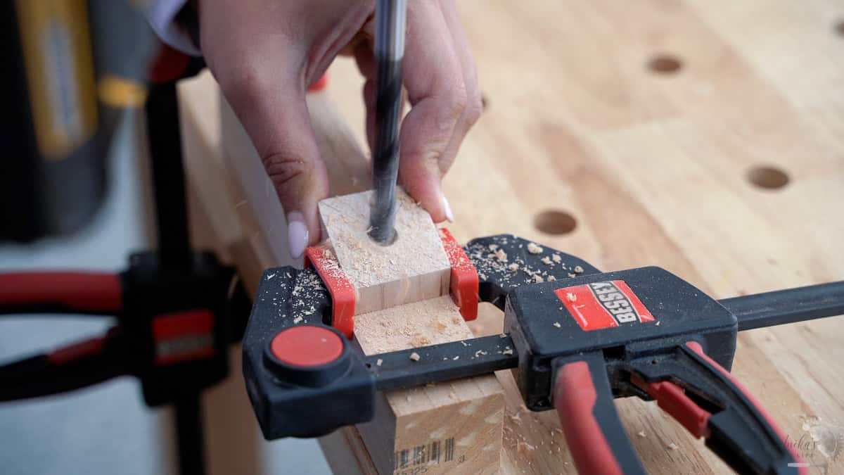 drilling through the 2x2 jig