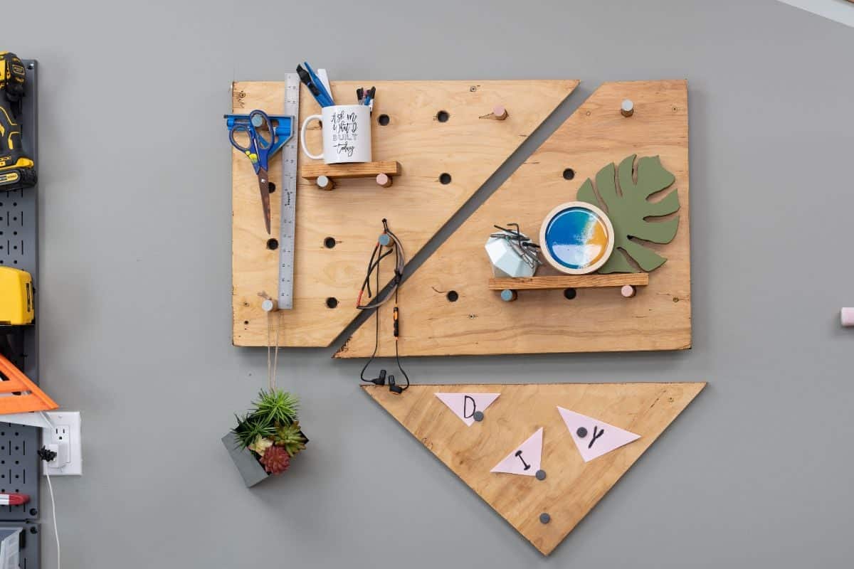 Magnetic pegboard made from scrap plywood