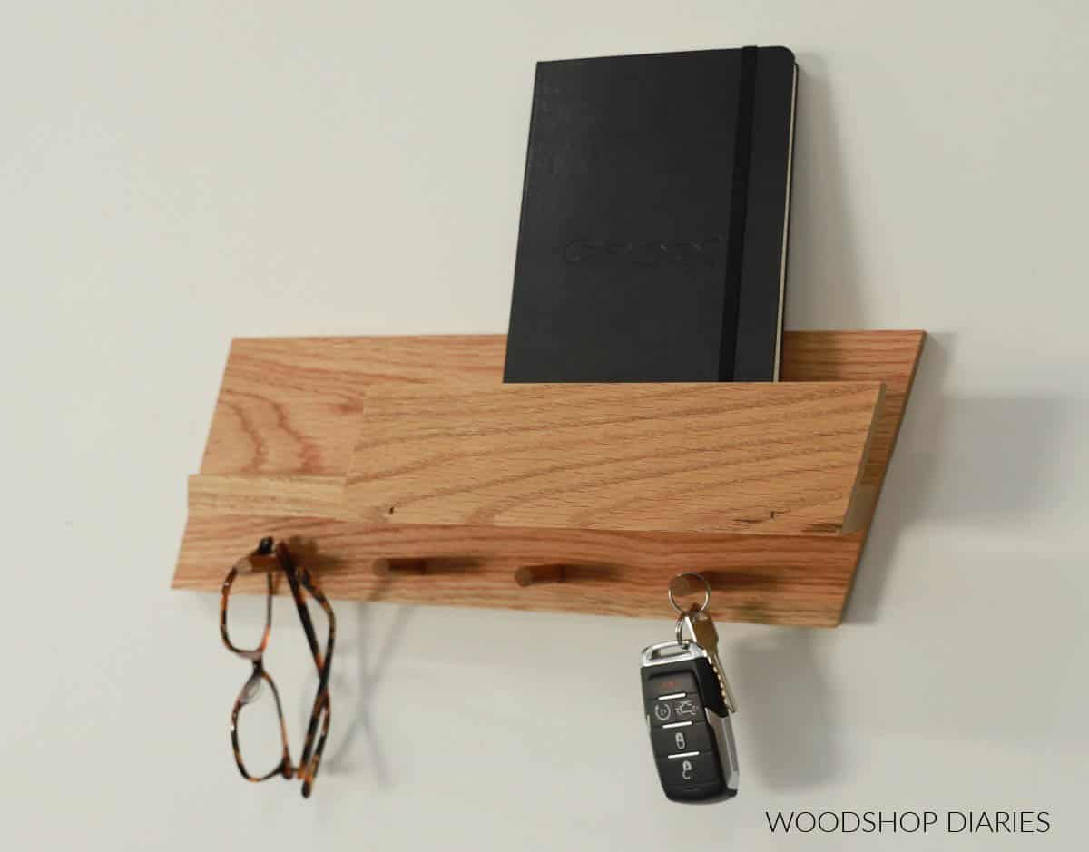 Scrap wood shelf for organizing in the entryway