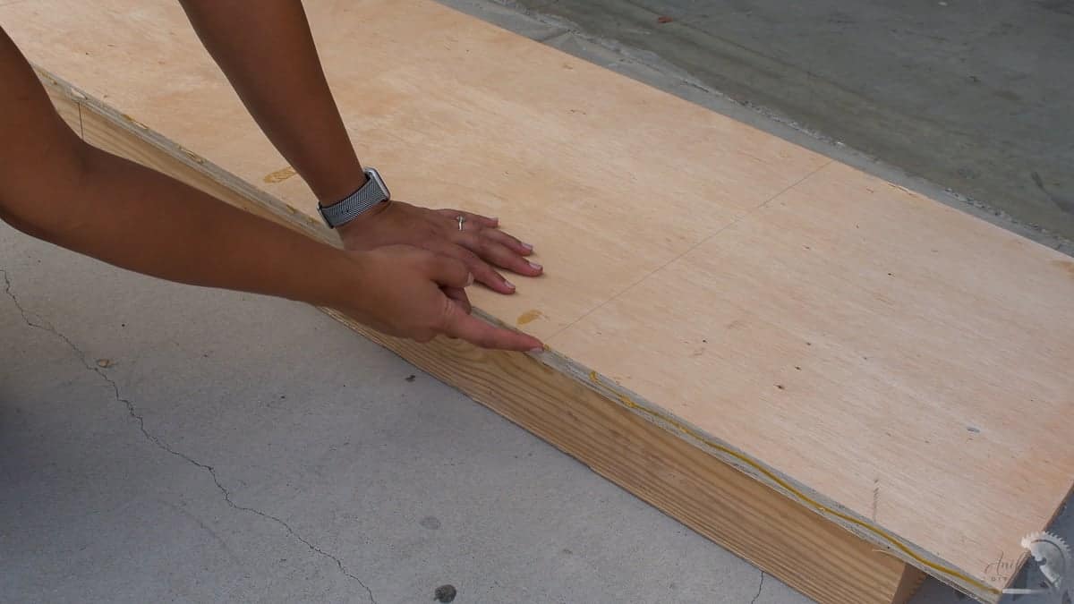 Supporting the cut line using 4x4 boards underneath.