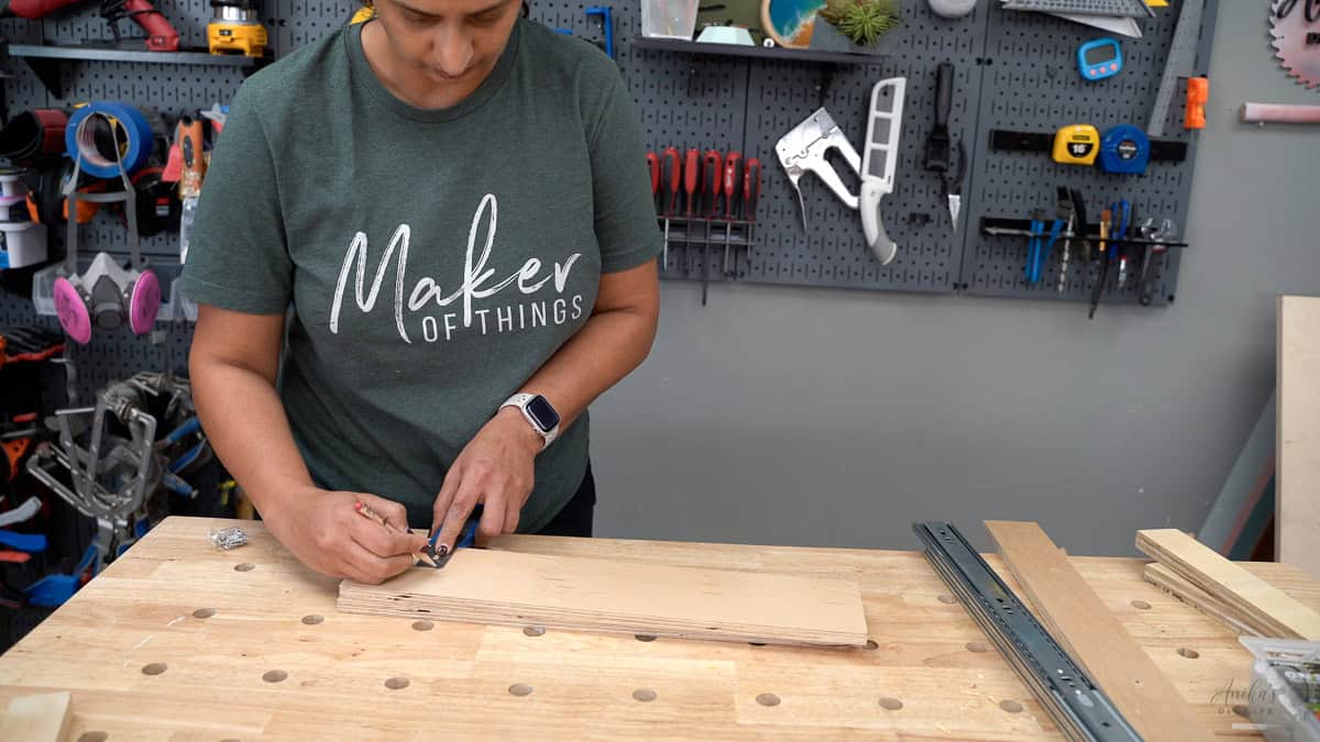 marking the location to attach the drawer slides