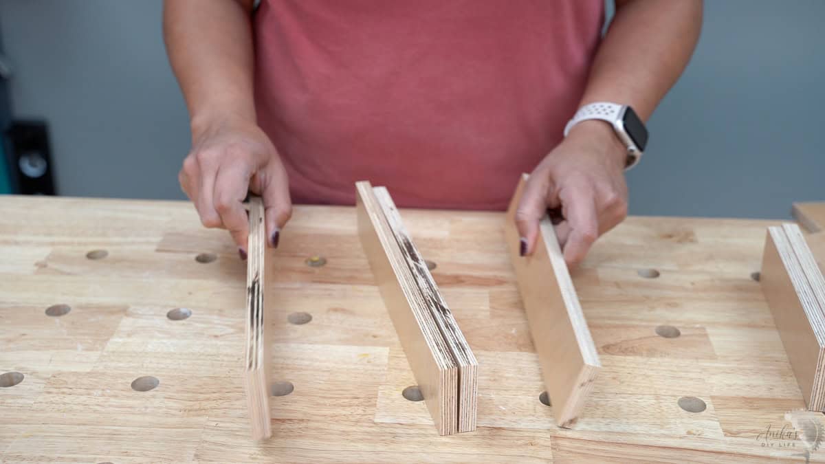 plywood boards ready to be built into the diy food storage bag organizer