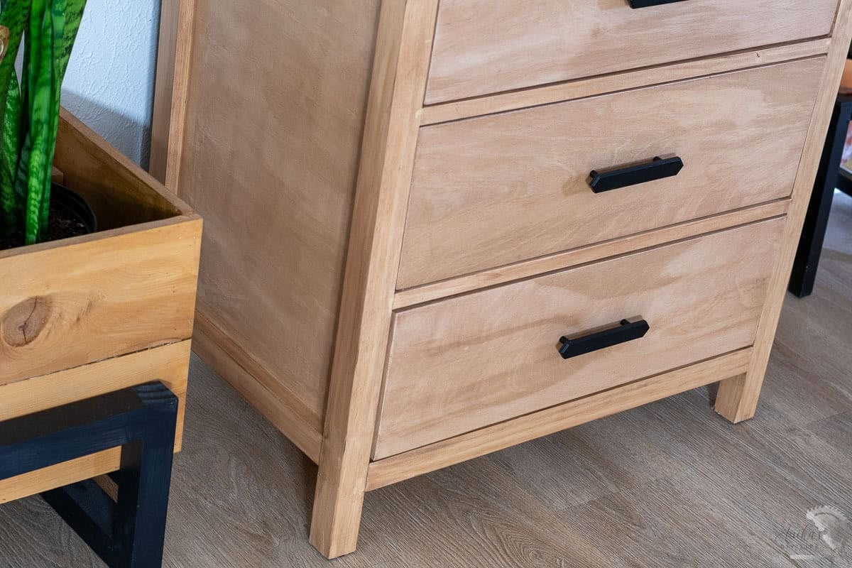 Close up of the dresser drawer and construction