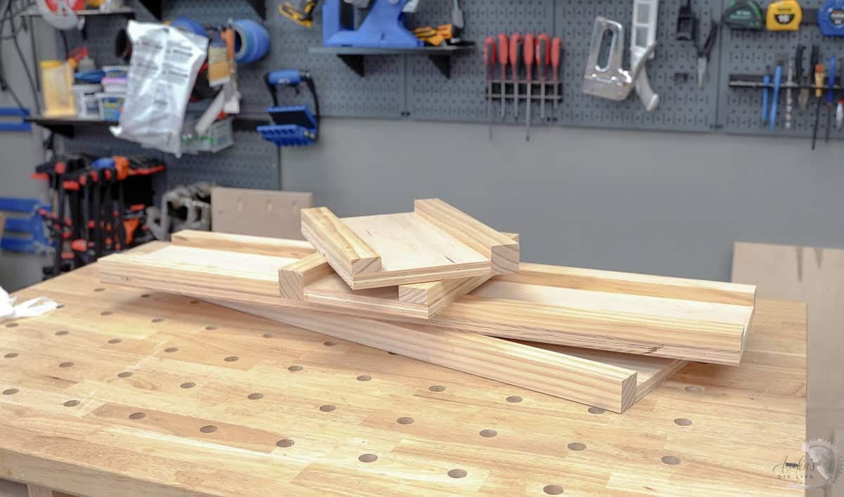 4 finished panels on a workbench