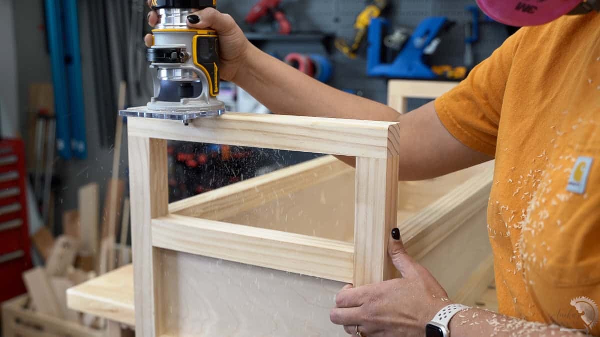 routing the edge of the arms using a router