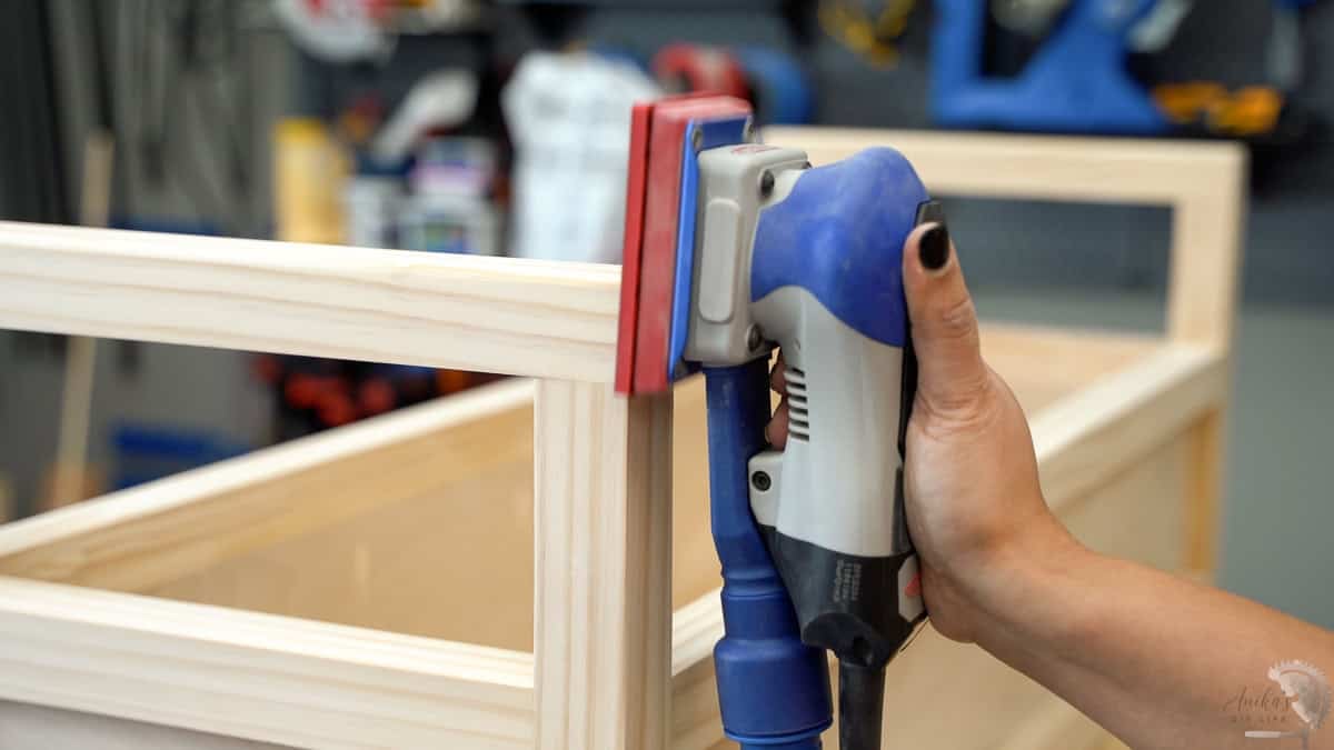 Sanding the edge grain with super fine sand paper.