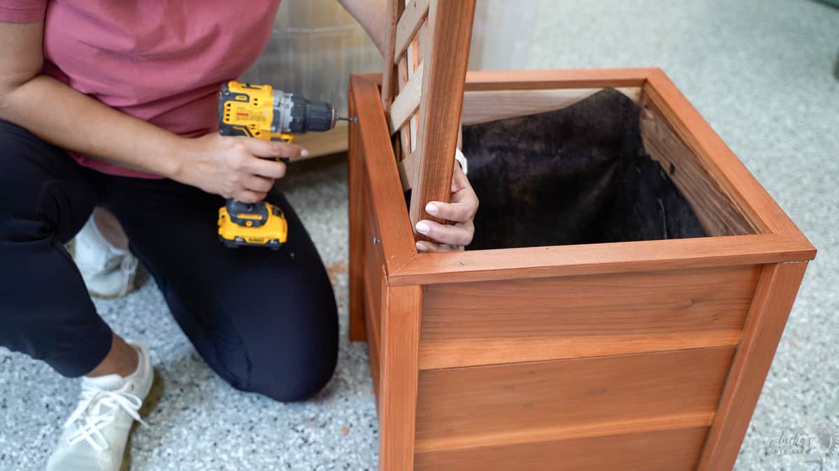 Attaching the trellis to the planter